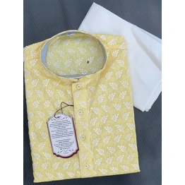 Light Yellow Chikankari Mens Kurta Pajama Set, Lucknowi Mens Kurta | Indian Wedding Men Clothing|Fast Delivery Gift Mens Kurtas India