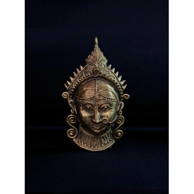 Handmade Dhokra Maa Durga Face Pendant