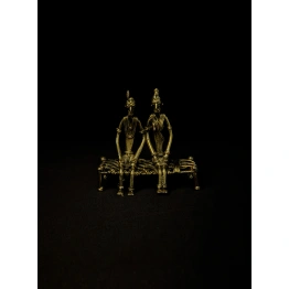 Handmade Dhokra Tribal Couple Sitting on Bed