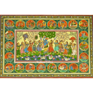 Shree Krishna Life Story Pattachitra Painting For Home wall Art Decor