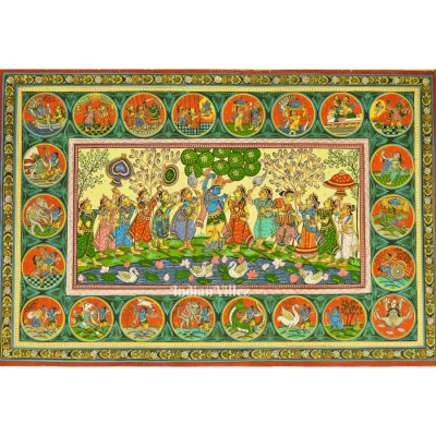 Shree Krishna Life Story Pattachitra Painting For Home wall Art Decor