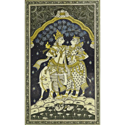 Radha Krishna Pattachitra Art Painting For Home Wall Art Decor