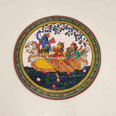 Gopi Naba Keli Hand-Painted Pattachitra Wall Plate (GI-Tag Handicraft)