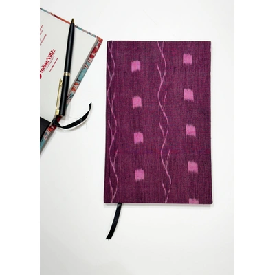 Wine Pink Handmade Ikat Woven Cotton Fabric Cover Diary