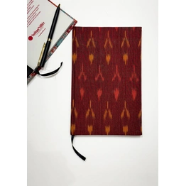 Maroon Handmade Ikat Woven Cotton Fabric Cover Diary