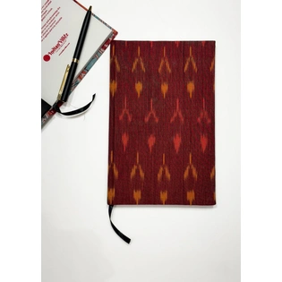 Maroon Handmade Ikat Woven Cotton Fabric Cover Diary