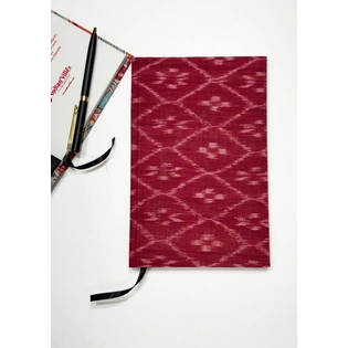 Red Handmade Ikat Woven Cotton Fabric Cover Diary