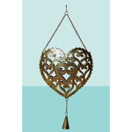 Golden & Black Heart Metal Hanging Stand With Tea Light Holder