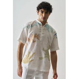 Canvas Of Colours - Hand Embroidered Unisex Linen Shirt