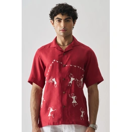 Tribal Tales - Hand Embroidered Unisex Pure Linen Shirt