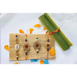 Precious Stones Centric Banana Fibre Rakhi