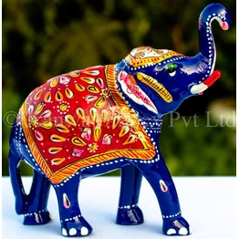 Metal Meenakari Trunk Up Elephant Statue Home Decor Gifts Item Decorative Showpiece