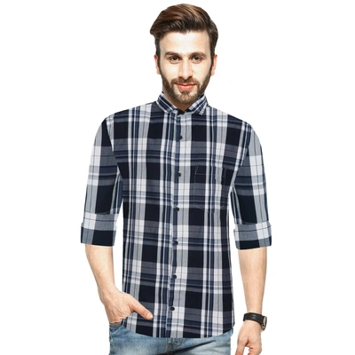 Men Regular Fit Checkered Blue & White Shirt…