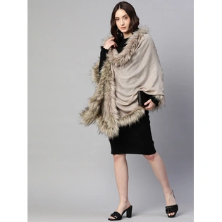 Wool shawl with fur, fur shawl online