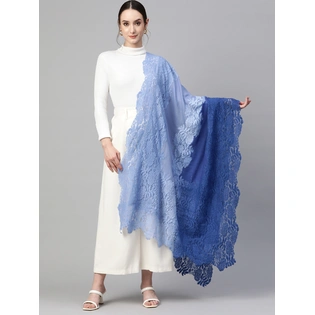 Blue Ombre Lace Shawl- ideal women's winter shawl