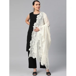 White Shawl with lace an ideal winter shawl for women