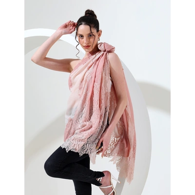 Pink Ombre Shawl with Lace, ideal lace shawl