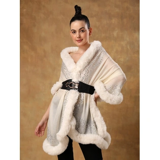 White fur shawl, ideal dress fur shawl made with swarovski