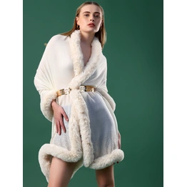 White fur shawl, fur shawls, ideal dress fur shawl