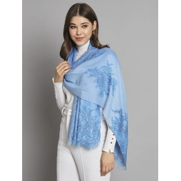 Ombre Blue Shawl with lace and swarovski design