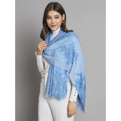 Ombre Blue Shawl with lace and swarovski design