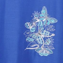 Royal Blue Pure Pashmina Shawl with White Butterflies & Feathers