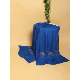 Swarovski Pashmina Shawl, Blue Pashmina Shawl with signature swarovski swans