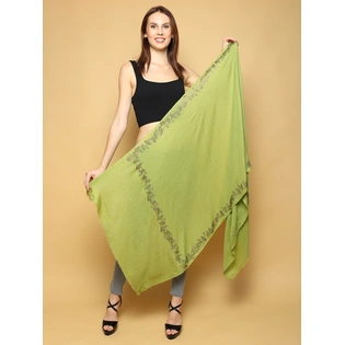 Green Shawl Swarovski Pashmina Shawl with Swarovski Crystal Umbrellas