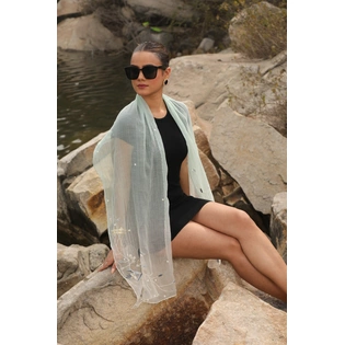 Ombre Cotton Stole, hand embroidered Stole for women