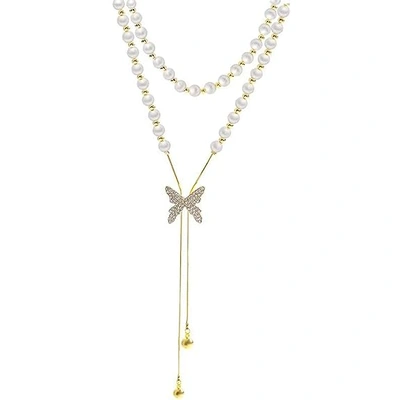 Luminous Pearl Butterfly Pendant Necklace