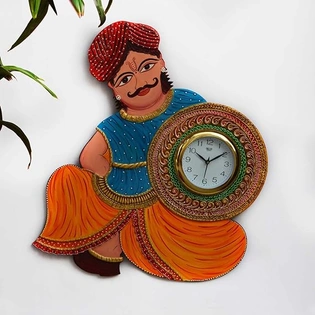 Handcrafted Wall Clock Rajasthani Style