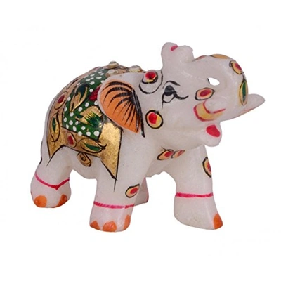 HandPainted Jumbo Blue Elephant Statue