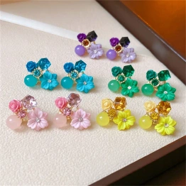 Colorful Mismatched Earrings Studs