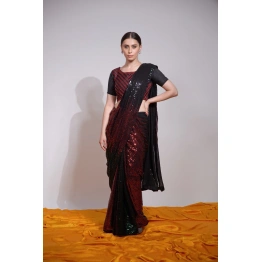 Heavy Georgette Saree with Intricate Sequence Work With Blouse Piecs