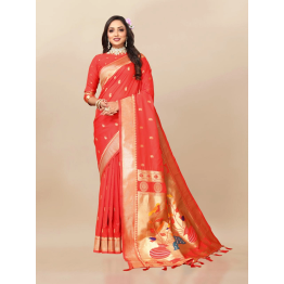 YNF Paithani Silk Saree with Meenakari Pallu With Blouse Piecs