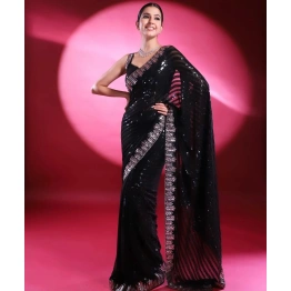 Georgette Opulence Saree Glimmering Elegance With Blouse Piecs