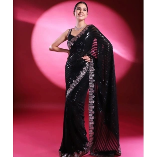 Georgette Opulence Saree Glimmering Elegance With Blouse Piecs