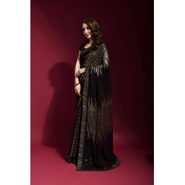 Georgette Saree with Sequin Flourish With Blouse Piecs