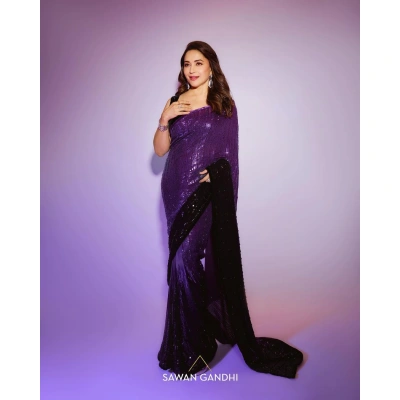 Georgette Saree with Sequins Brilliance With Blouse Piecs