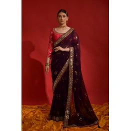 YNF Soft Georgette Saree with Sequins Embroidery With Blouse Piecs