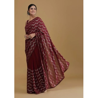 Heavy Georgette Saree with Sequence Embroidery & Seroski Diamond Blouse