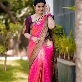 YNF Soft Lichi Silk Saree with Golden Jari, Rich Design Pallu & Jaquard Border Blouse Piece