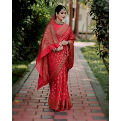 YNF Soft Silk Saree with Copper Jari Work, Rich Design, and Jacquard Border Blouse Piece