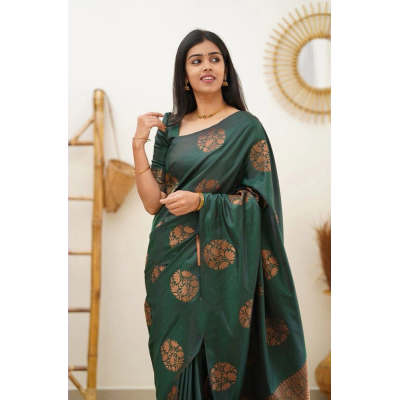 YNF Soft Silk Saree with Copper Jari Work, Rich Design, and Jacquard Border Blouse Piece