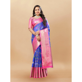 YNF Soft Cotton Saree with Meenakari, Rich Zari Pallu, Contrast Border, Silk Weaving Blouse