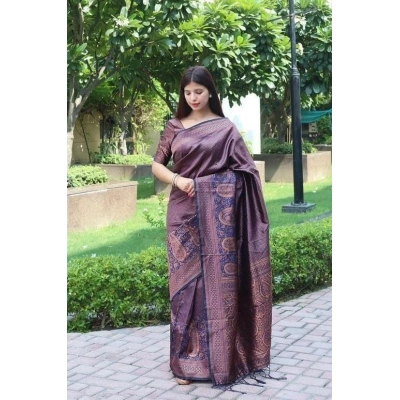 YNF Soft Silk Saree with Copper Jari Work, Rich Design, and Jacquard Border Blouse Piece