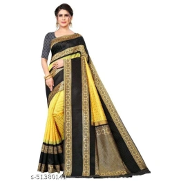 YNF Soft Lichi Silk Saree with Golden Jari, Heavy Jacquard Border & Rich Pallu