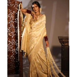 YNF Soft Lichi Silk Saree with Golden Jari Design and Heavy Jaquard Border