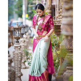 YNF Soft Banarasi Lichi Silk Saree with Heavy Jacquard Border and Rich Zari Weaving Blouse