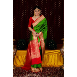 YNF Soft Lichi Silk Saree with Golden Jari Border and Trendy Rich Pallu